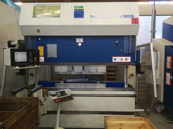 CNC Abkantpresse  Trumpf TrumaBend V85S Einbauhöhenvergrößerung 2550 mm x 85 to, Y1 Y2 X Z1 Z2  und R CNC Achsen + CNC Bombierung Steuerung Trumpf 2 D